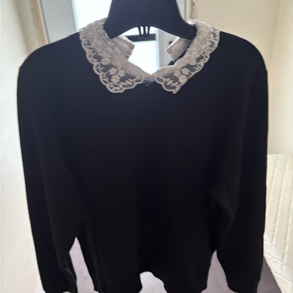 Cable & Gauge Black and White Crew Neck Sweater